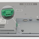 Écrans 19" industriels à montage en rack et écrans tactiles robustes IP20, vue sortie de câble CC