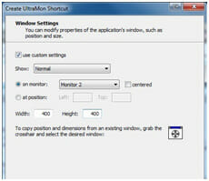 Fonction de raccourcis UltraMon
