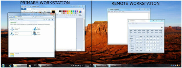 La barre des tâches intelligente Smart Taskbar s'affiche sur l'écran à distance pour faciliter l'accès aux applications.