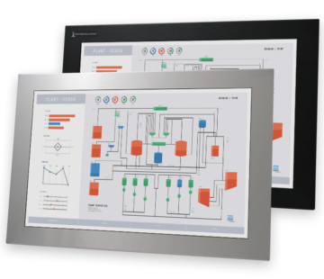 Écrans larges 22" encastrables en façade à usage industriel et écrans tactiles robustes IP65/IP66